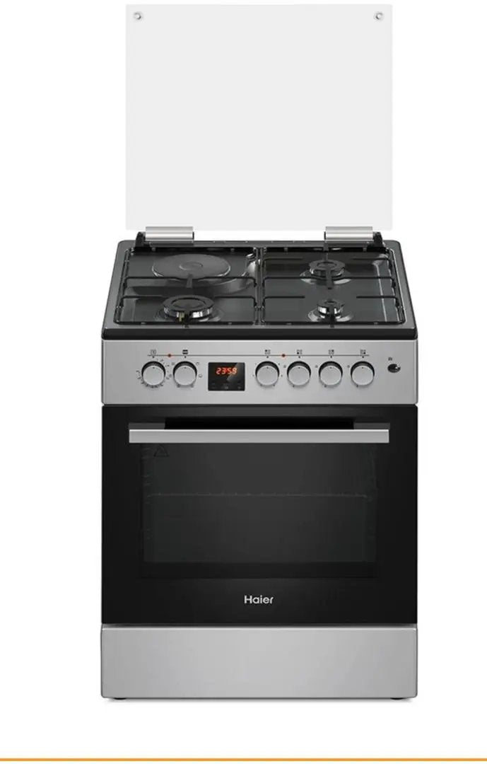 CUISINIERE HAIER HCR 2031EESB 60×60 INOX MIXTE 3FEUX ET 1 ELECTRIQUE Kebaelectromenager