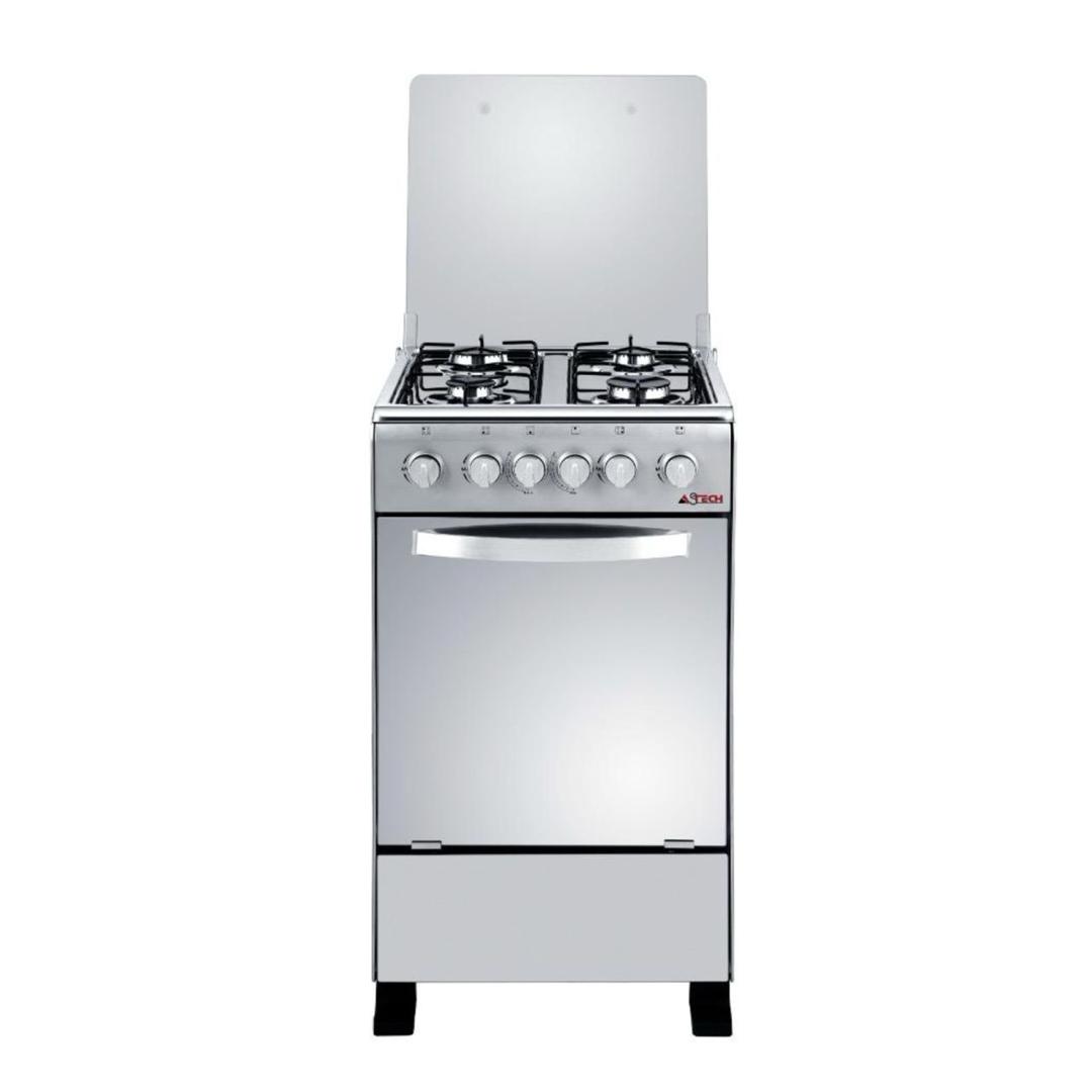 CUISINIERE ASTECH 4FEUX 50×50 A GAZ AVEC FOUR A GAZ INOX CSI50MS