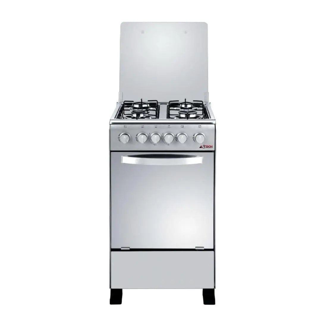 CUISINIERE ASTECH 4FEUX 50×50 A GAZ AVEC FOUR A GAZ INOX CSI50MS Kebaelectromenager