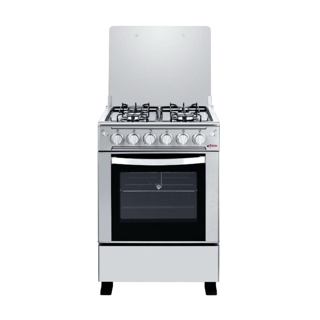 CUISINIERE ASTECH 4FEUX 60×60 A GAZ AVEC FOUR A GAZ INOX MIS CSI60MS