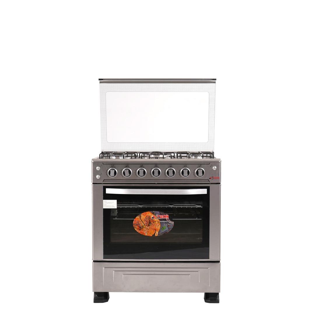 CUISINIERE ASTECH 5FEUX 80×60 A GAZ AVEC FOUR A GAZ INOX 80MIS