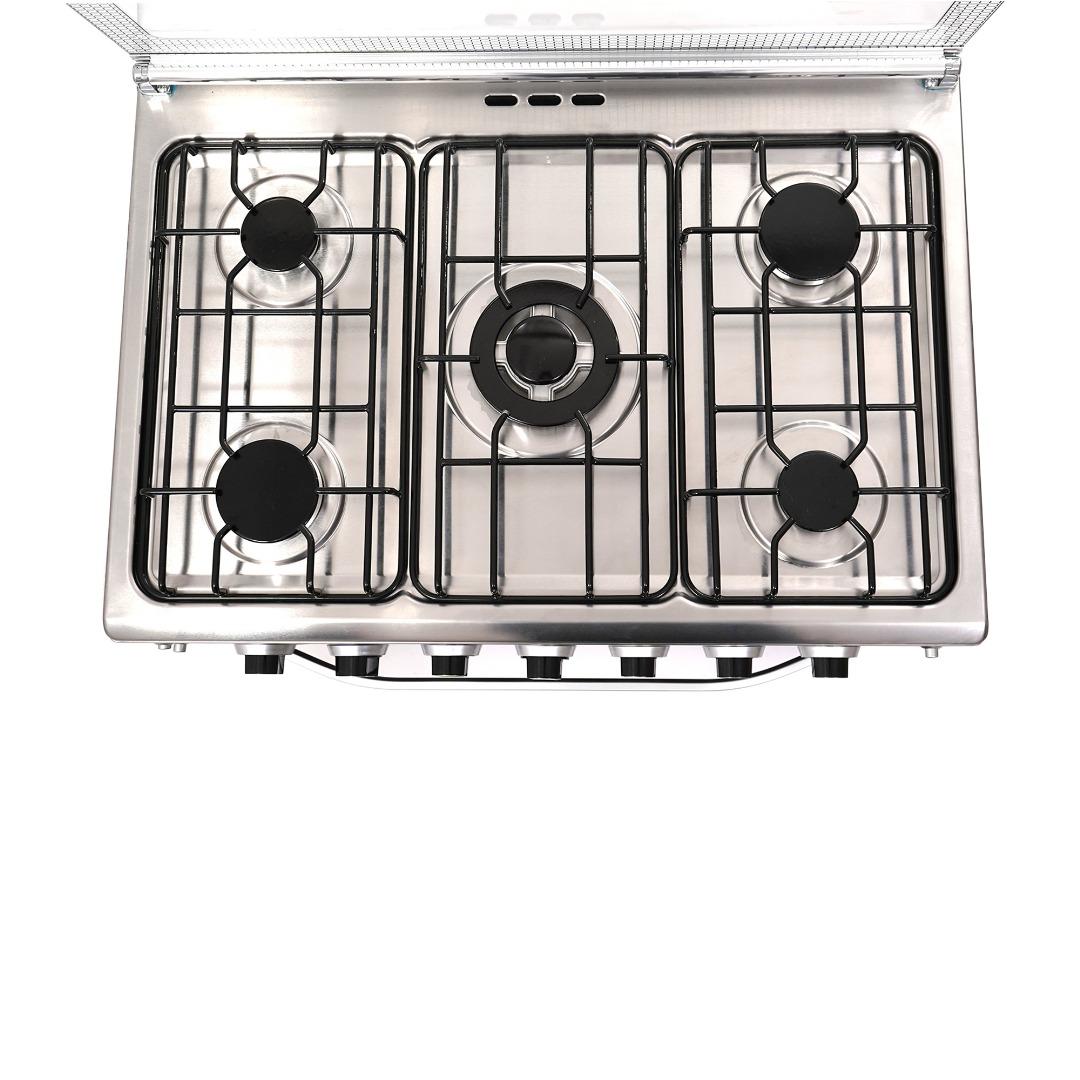 CUISINIERE ASTECH 5FEUX 80×60 A GAZ AVEC FOUR A GAZ INOX 80MIS