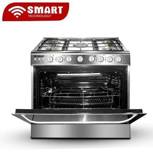 CUISINIERE SMART TECHNOLOGY 5FEUX 90×60 A GAZ INOX ROTISSEUR STC9060C Kebaelectromenager