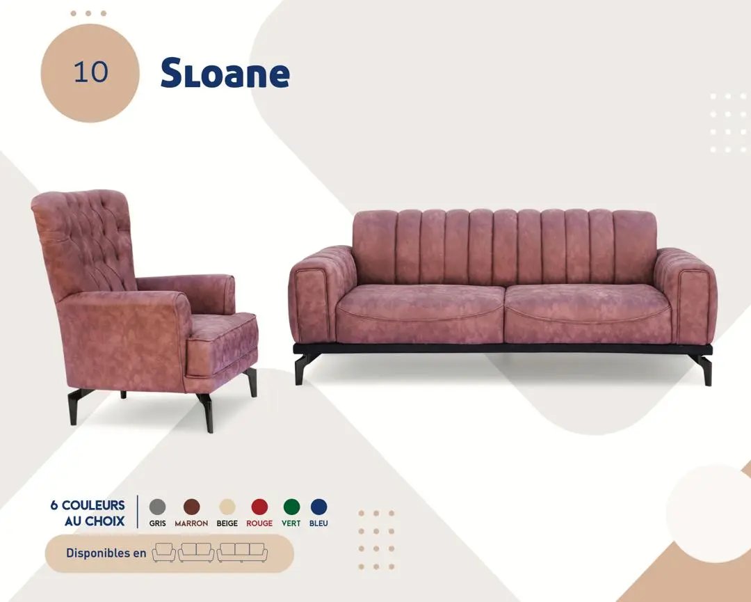 SALON CANAPE 7PLACES COULEUR SU CHOIX SLOANE Kebaelectromenager