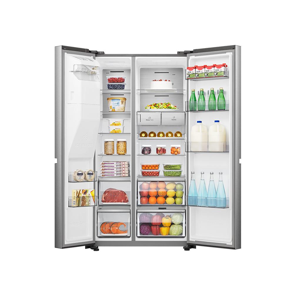 REFRIGERATEUR HISENSE SIDE BY SIDE 4PORTES 628LITRES AVEC FONTAINE INOX INVERTER WIFI RS82WS4SB