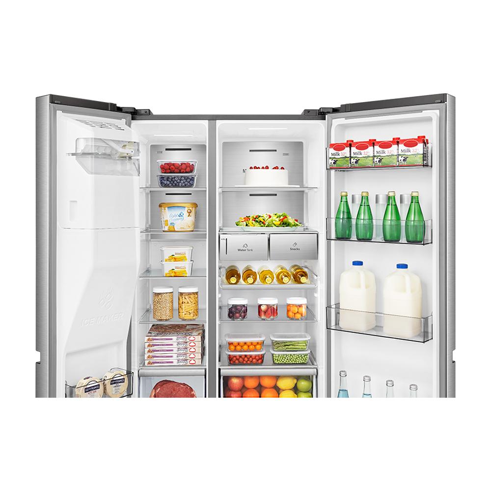 REFRIGERATEUR HISENSE SIDE BY SIDE 4PORTES 628LITRES AVEC FONTAINE INOX INVERTER WIFI RS82WS4SB