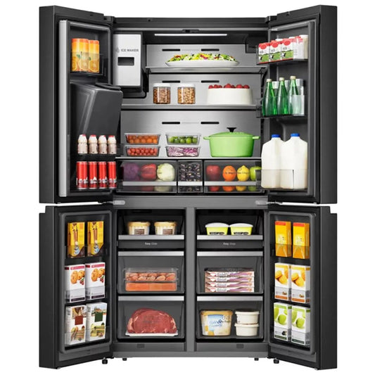 REFRIGERATEUR HISENSE SIDE BY SIDE 4PORTES 522LITRES AVEC FONTAINE +ECRAN NOIR WIFI Kebaelectromenager