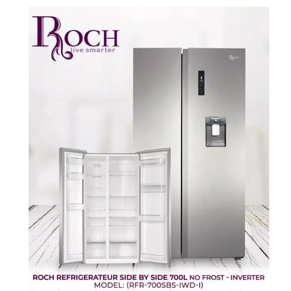 REFRIGERATEUR ROCH SIDE BY SIDE 2PORTES AVEC FONTAÍNE GRIS RFR700SBSIW