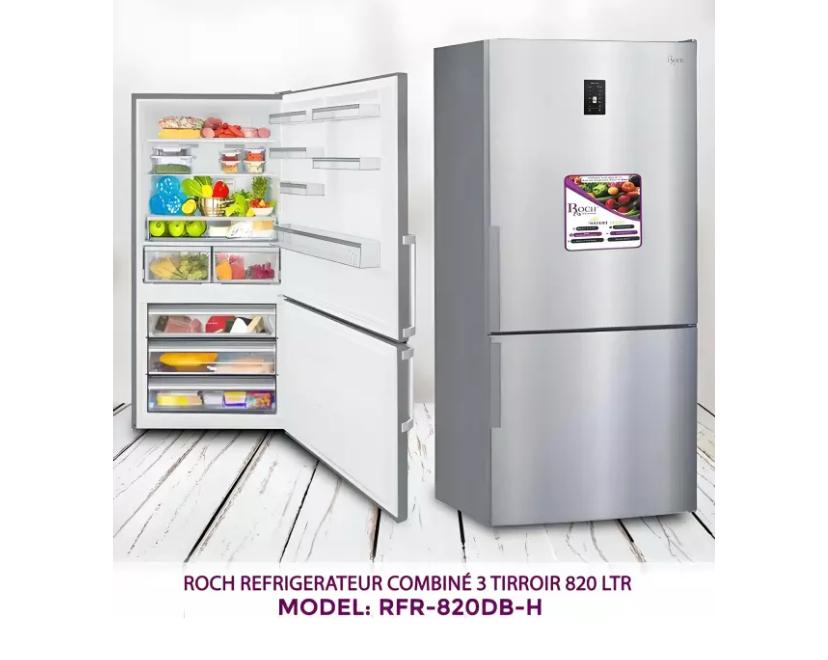 REFRIGERATEUR ROCH COMBINE 3TIROIRS 820LITRES GRIS RFR820DBH