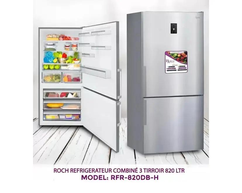 REFRIGERATEUR ROCH COMBINE 3TIROIRS 820LITRES GRIS RFR820DBH Kebaelectromenager