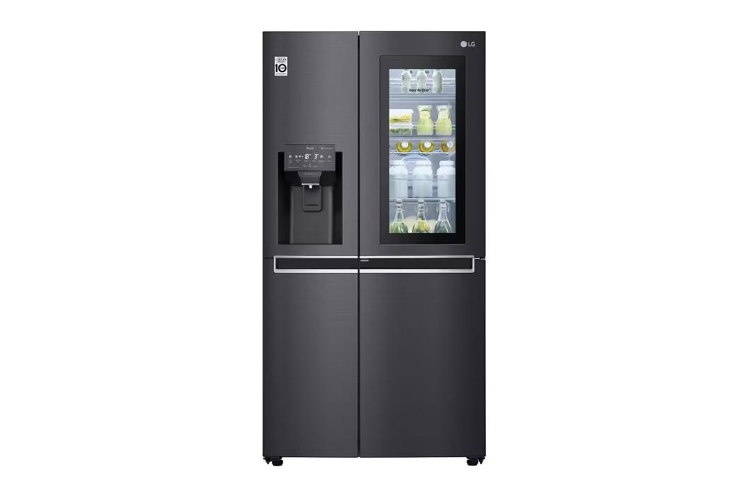 REFRIGERATEUR LG SIDE BY SIDE AVEC FONTAINE MATTE NOIR KNOCK KNOCK GCX257 CQVV