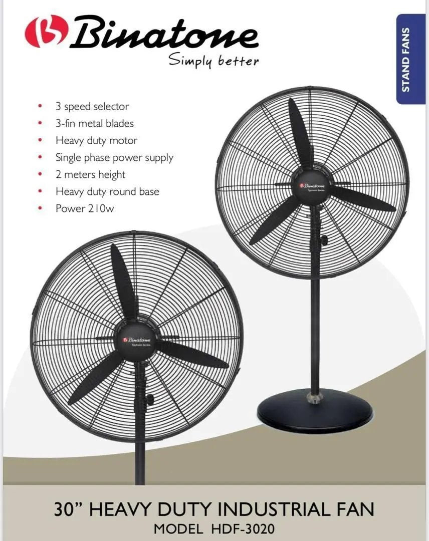 🌀 Ventilateur Binatone Industriel HDF 3020 – Sur Pied en Fer, 30 Pouces Kebaelectromenager