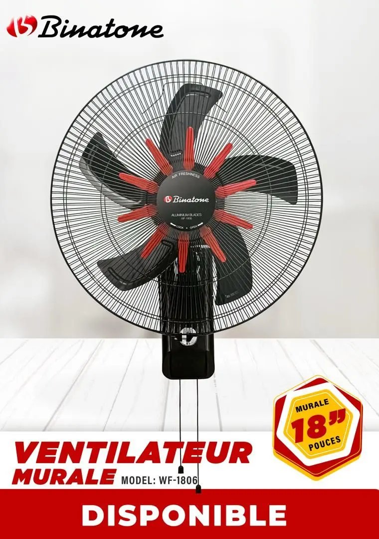 🌀 Ventilateur Binatone Mural 1806 – Fixation Murale, 18 Pouces Kebaelectromenager