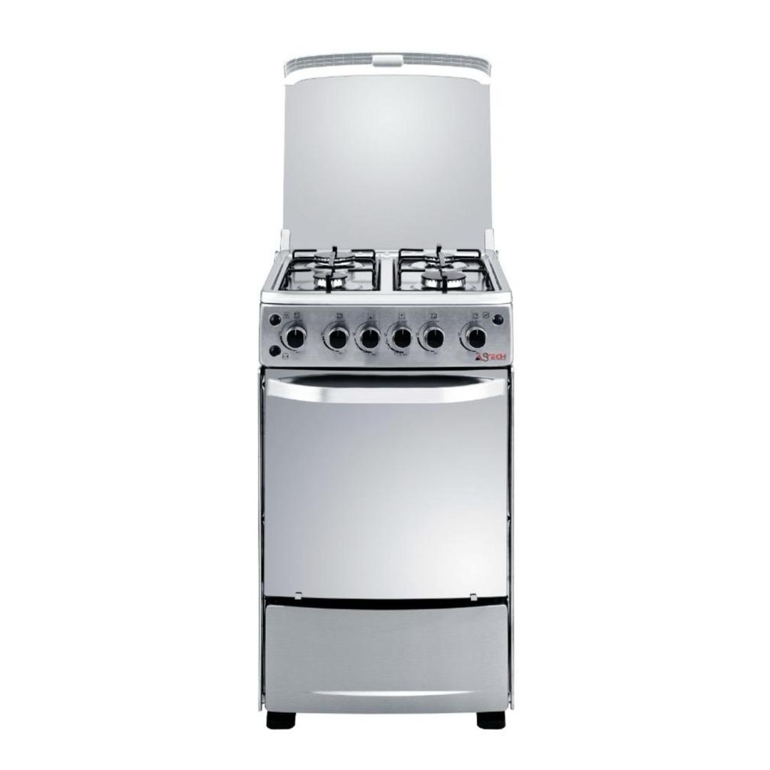 CUISINIERE ASTECH FULL OPTIO 4FEUX 50X50 A GAZ AVEC FOUR A GAZ INOX XA50GS