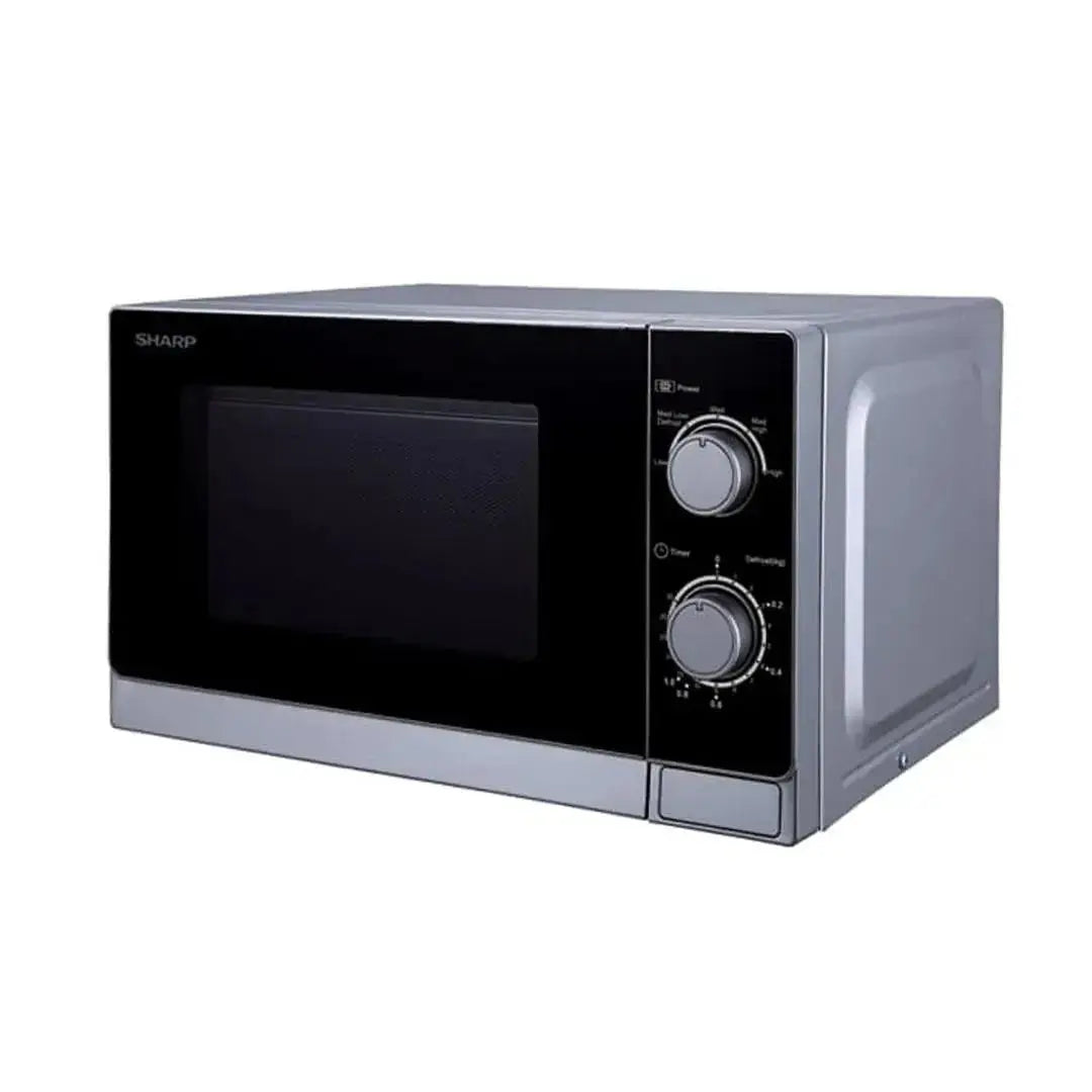 alt="Micro-ondes SHARP R20CT(S) 20L gris inoxydable vue de face"