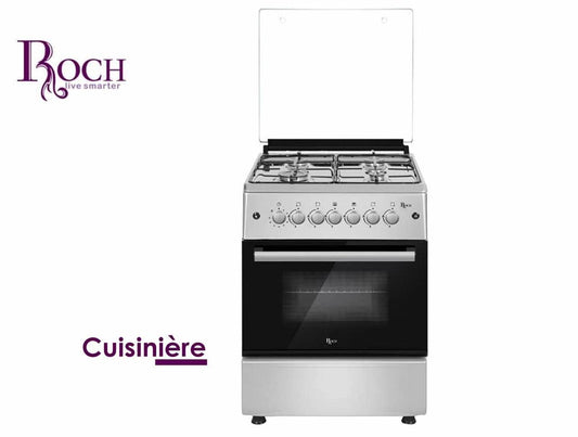 CUISINIERE ROCH 4FEUX 60×60 INOX FULL OPTION