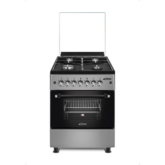 CUISINIERE ASTECH 4FEUX 60×60 A GAZ AVEC FOUR A GAZ INOX CK62MSFRM FULL OPTION
