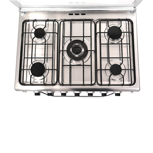 CUISINIERE ASTECH 5FEUX 80×60  A GAZ AVEC FOUR A GAZ INOX 80MIS