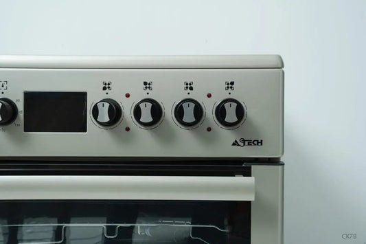 CUISINIERE ASTECH 4FEUX 60×60 ELECTRIQUE AVEC FOUR ELECTRIQUE INOX CK78PLFOEL Kebaelectromenager