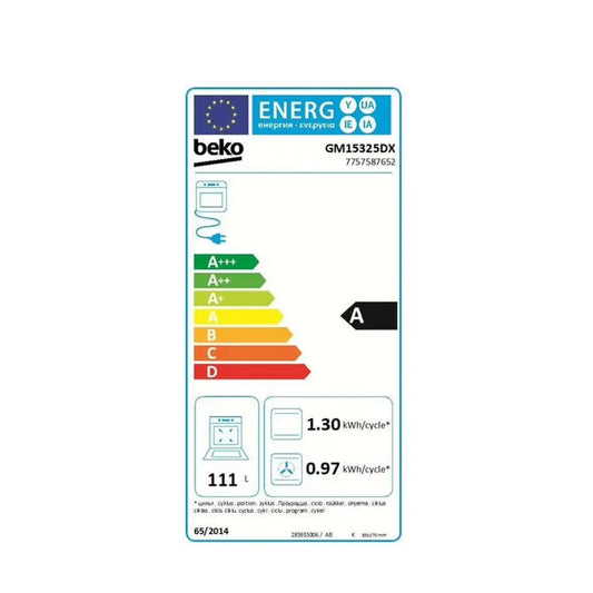 CUISINIERE BEKO 5 FEUX 90X60 A GAZ FULL OPTION VENTILO + FOUR ELECTRIQUE INOX Kebaelectromenager