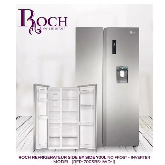 REFRIGERATEUR ROCH SIDE BY SIDE 2PORTES AVEC FONTAÍNE GRIS RFR700SBSIW