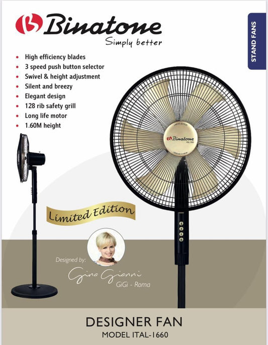 🌀 Ventilateur Binatone sur Pied 1660 – 16 Pouces, Hauteur Réglable & Tête Oscillante