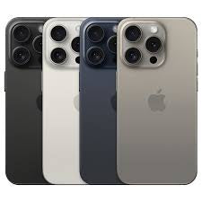 Phone 15 Pro 256 Go reconditionné, couleur titane noir, vue de face et de dos, sur fond blanc.
