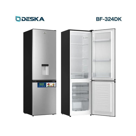 alt="Réfrigérateur DESKA BF-324DK 276L gris avec fontaine intégrée et 3 tiroirs"


