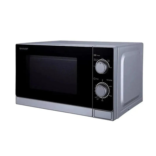 alt="Micro-ondes SHARP R20CT(S) 20L gris inoxydable vue de face"

