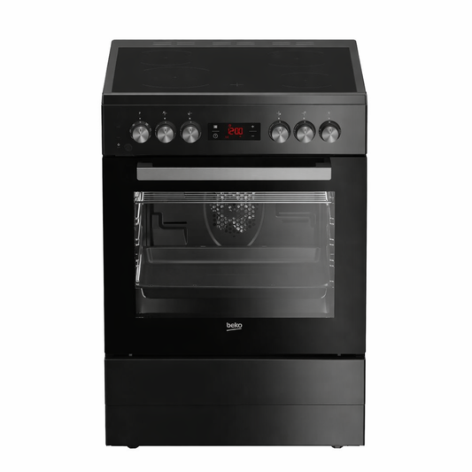 Cuisinière BEKO induction 4 feux avec four électrique noir vue complète